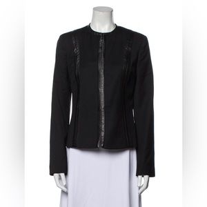 Versus Versace Black Evening Jacket Wool w/ Leather Trim Vintage 90’s